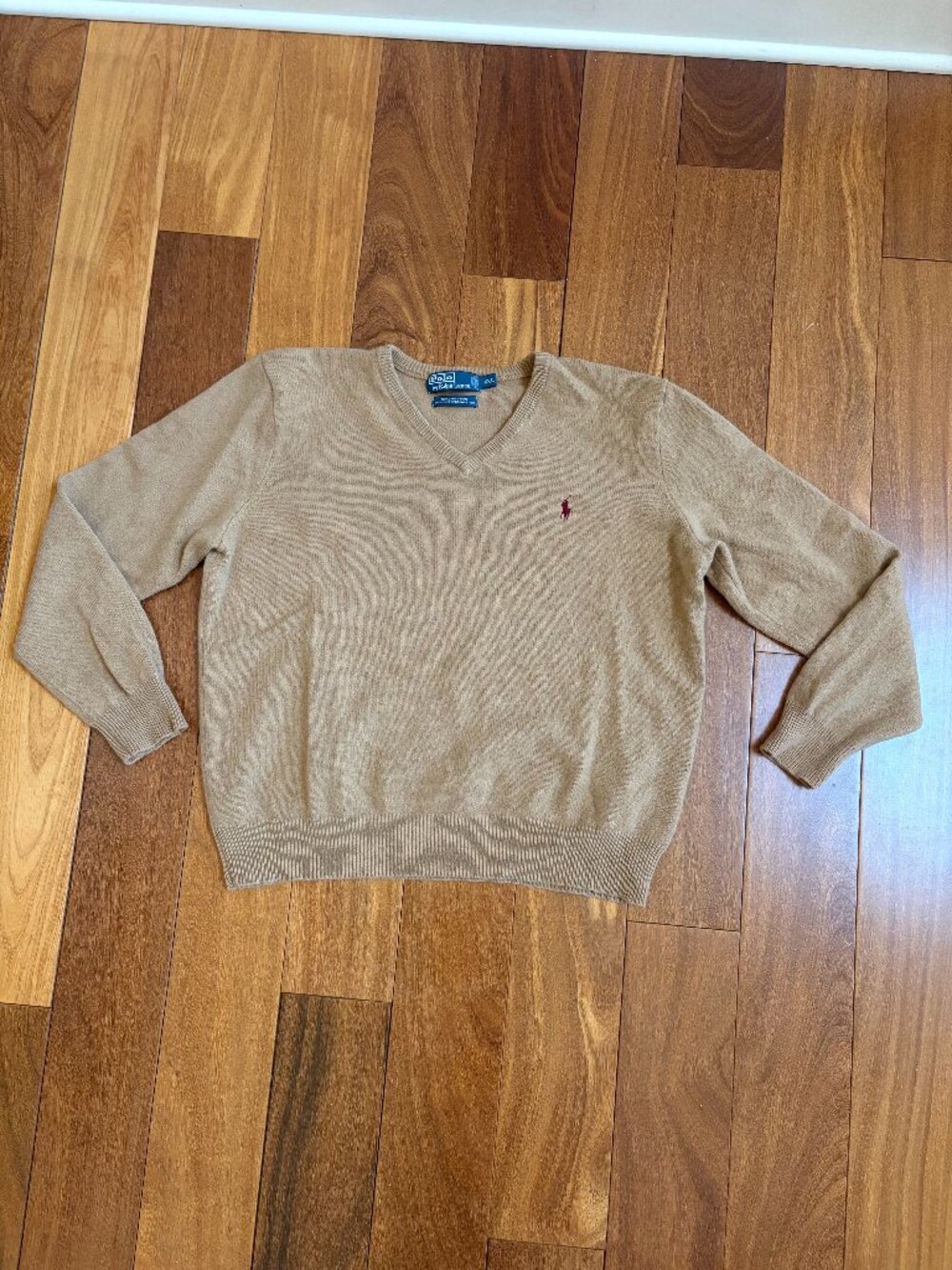 Ralph Lauren caramel tan v-neck wool sweater